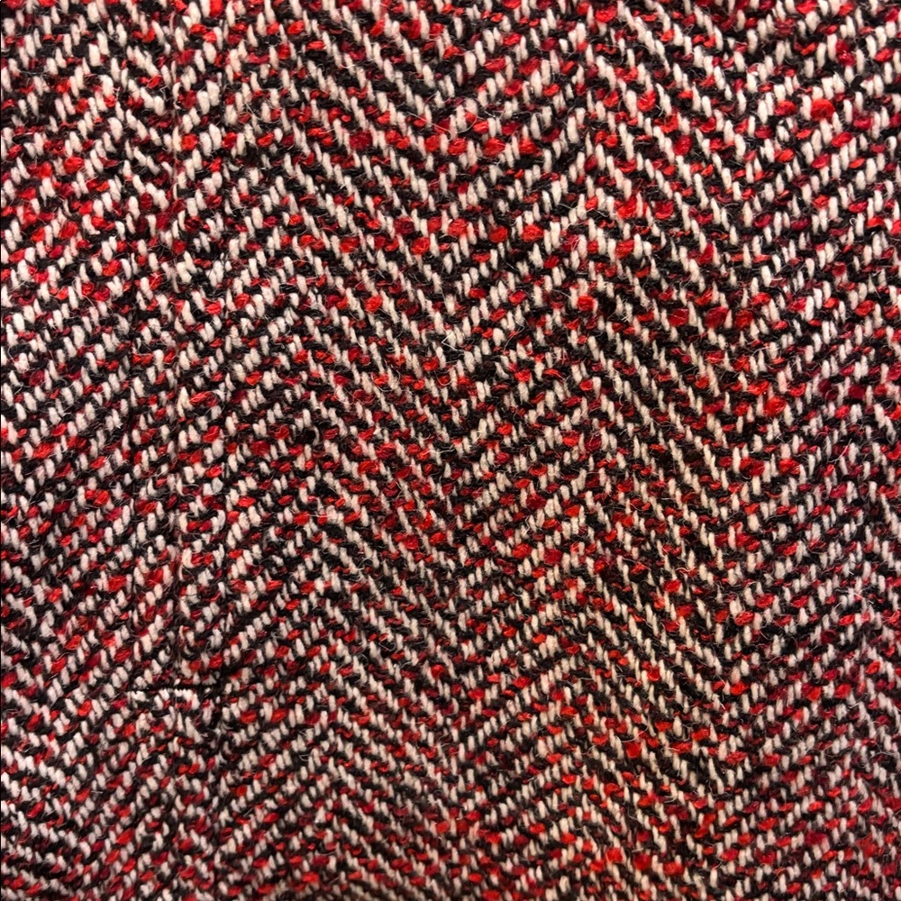 Loft Red Black & White Herringbone Tweed Wool Blend Clueless Mini Skirt WN 8 - Picture 4 of 10